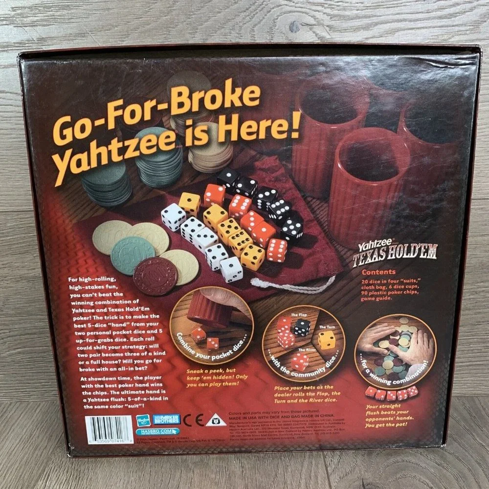 Yahtzee Texas Hold 'Em Dice Game Poker Card Player Parker Brothers - Picture 2 of 4